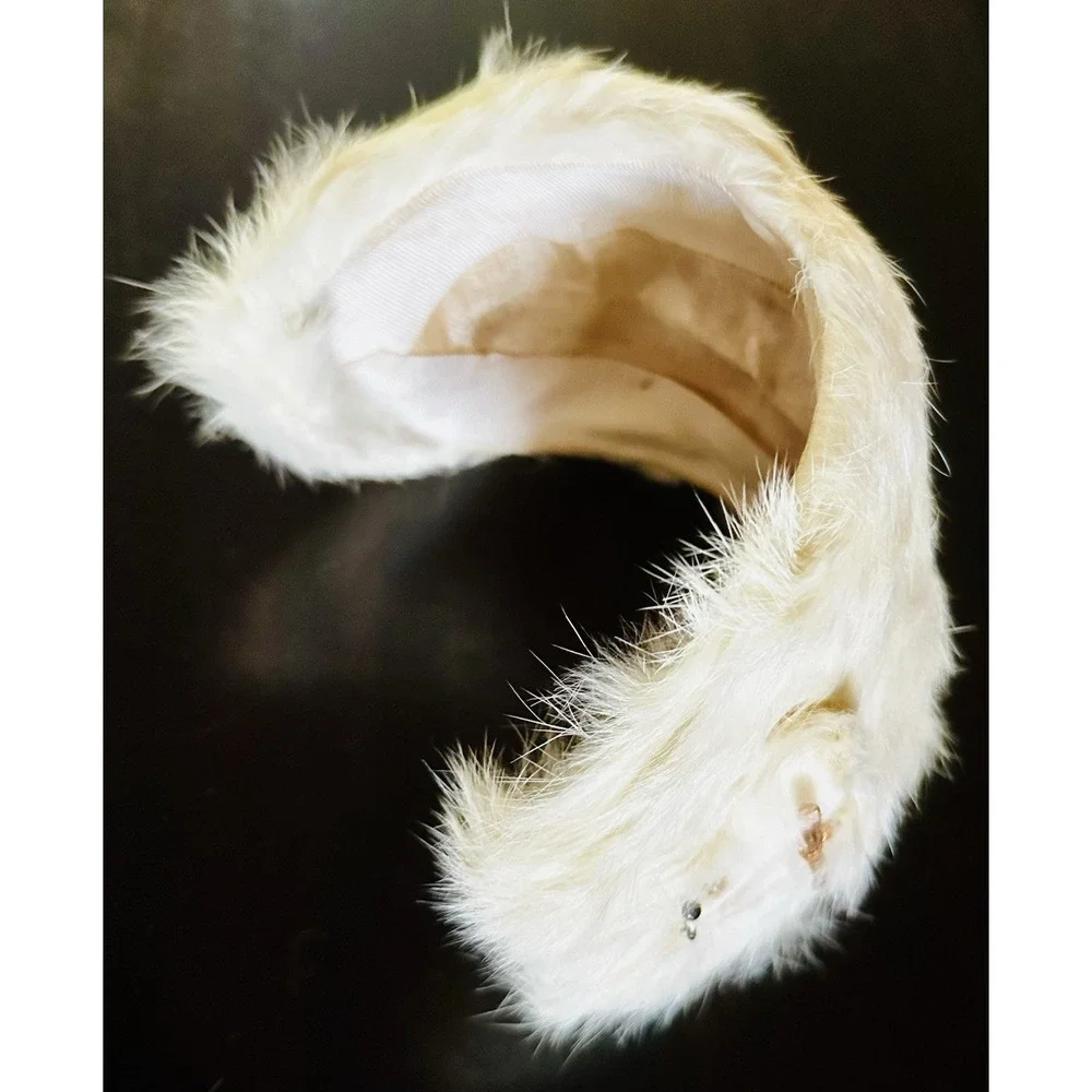 Vintage 1950s Japan Child's Rabbit Fur Hand Muff & Hat Set Winter Girls